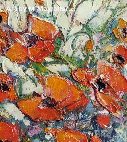 Макове: Art by MiMa, картина, маслени бои/платно, текстура, мак,червени цветя, kartina, Art by MiMa, снимка 2 - Картини - 37051769