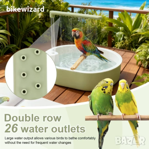 Птича вана Bird Shower с USB захранване за птички НОВО, снимка 2 - За птици - 54715956