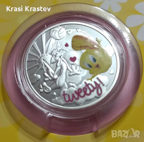 Сребърна монета - 1 Dollar - Elizabeth II - Tweety - ½ Oz, снимка 3 - Нумизматика и бонистика - 55421629