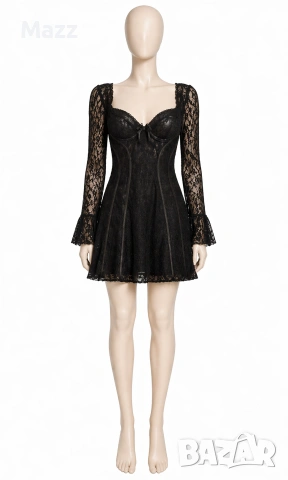 Дантелена черна рокля, снимка 3 - Рокли - 54291394