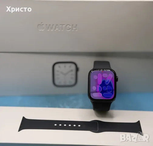 Смарт часовник Apple Watch Series 7, 45mm GPS, Midnight Aluminum, Midnight Sport Band, снимка 5 - Смарт часовници - 55563466