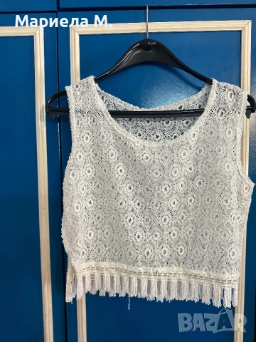 Zara къс потник с ресни, ХС/С