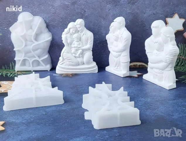 Семейство родители майка баща с дете голям дълбок силиконов молд форма фондан шоколад гипс смола