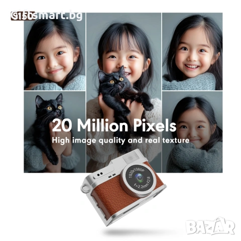 Мини цифров фотоапарат S150, 1080P Full HD video and image, В комплект с 32G micro SD, Ретро дизайн, снимка 4 - Фотоапарати - 54987100