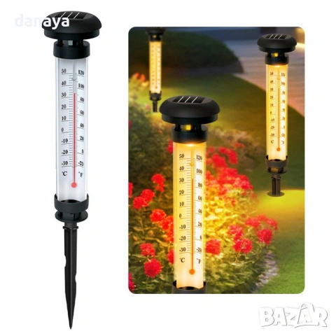 6426 Соларна градинска лампа Термометър, 35 см, снимка 2 - Декорация за дома - 54340347