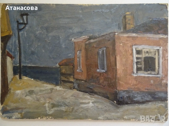 ЯНАКИ КРИЛОВ картина Градски пейзаж 1990 г, снимка 2 - Картини - 54181567