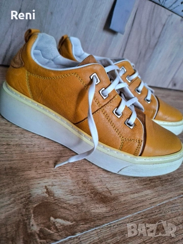 Кецове ест. кожа, горчица, снимка 4 - Кецове - 53999332