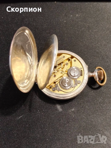 Швейцарски СРЕБЪРЕН джобен часовник FRIEDE с позлата - 10 РУБИНА ПРОМОЦИЯ, снимка 7 - Джобни - 48361909