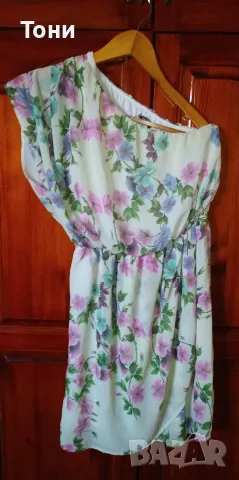 Нова Дамска Къса Рокля с Едно Рамо и Цветен Принт М, снимка 2 - Рокли - 55525532
