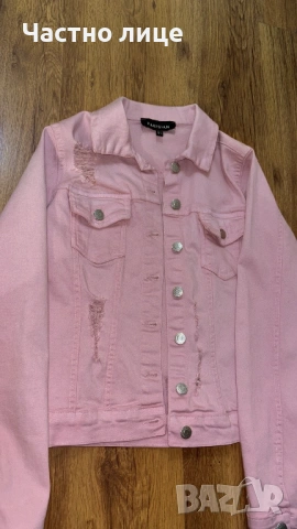 Дънково яке бебешко розово, снимка 2 - Якета - 54294246