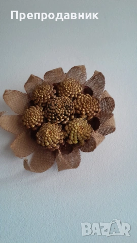 Ръчно изработена декорация „Златно цвете“ – Естествени материали, снимка 2 - Декорация за дома - 54002941