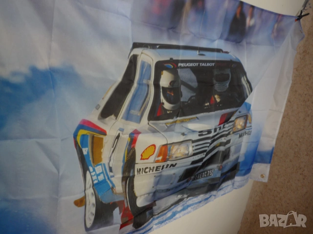 Peugeot Sport Rally Знаме кола рали зимата сняг пикоти скорост завои състезание надпревара екип тим, снимка 2 - Декорация за дома - 54663713