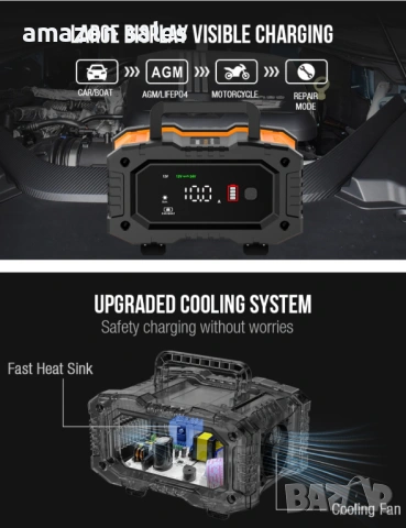 NEXPEAK NC202 10-Amp зарядно устройство за батерии 12V 24V LiFePO4 оловно-киселинни 8-степенно, снимка 10 - Аксесоари и консумативи - 54575096