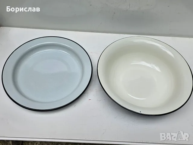 Емайлирана купа и чиния, снимка 9 - Чинии - 55607278