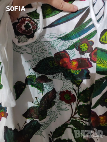 Desigual M памучна рокля с бродерия дракон, снимка 3 - Рокли - 54581783
