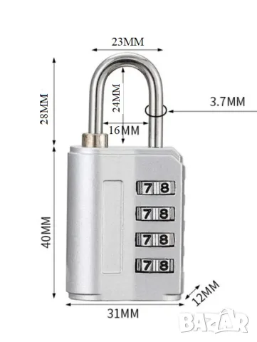Катинар с шифър, катинар с код, снимка 3 - Други - 53214112