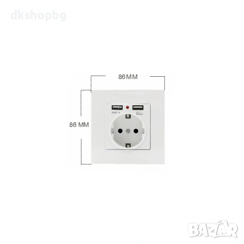 4618 Стенен контакт за вграждане с двоен USB порт, Бял цвят, снимка 3 - Други стоки за дома - 54594652