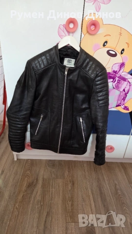 Кожено яке Andy Tankmar by Jack and Jones, снимка 5 - Якета - 54416763