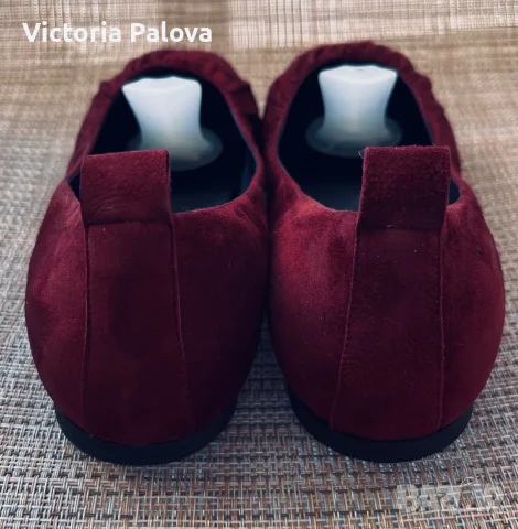 Лимитирани дизайнерски велурени обувки Wanna Maria Fiori, Рьчна изработка, Бордо, Стелка 25.5 см, снимка 7 - Дамски елегантни обувки - 55440722