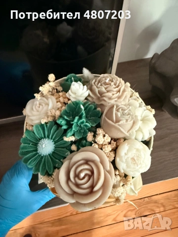 Подаръчен Букет от свещи, снимка 2 - Изкуствени цветя - 54306312