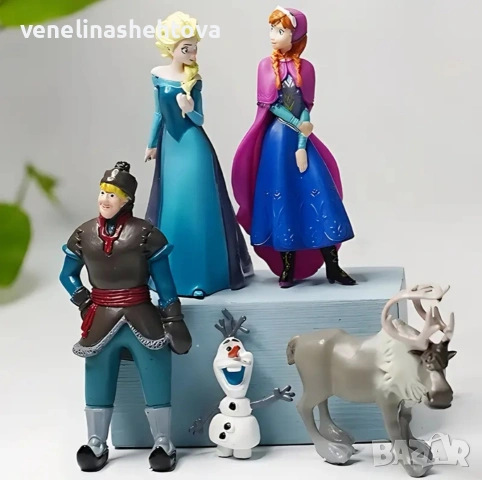 Комплект 5 броя фигурки Елза Анна Олаф за декорация на торта , снимка 2 - Други - 54094984