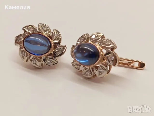Руско злато. Обеци с брилианти. , снимка 6 - Обеци - 55493754