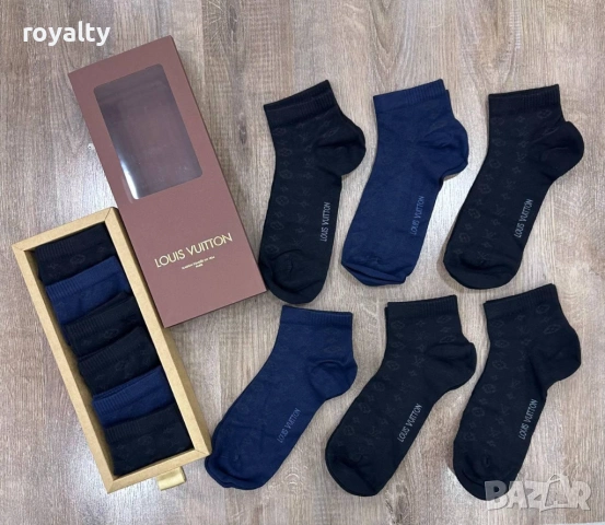 Louis Vuitton Нови Мъжки Чорапи 6 бр. Кутия Луи Витон 
