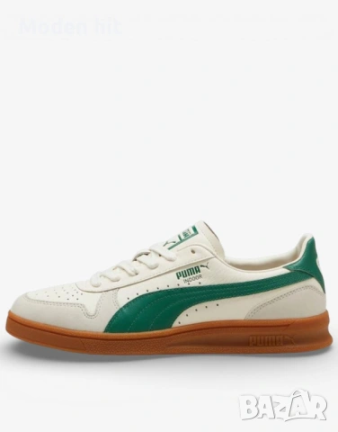 Оригинал! PUMA Indoor Og Shoes White/Green мъжки кожени сникърси, снимка 4 - Маратонки - 54674141