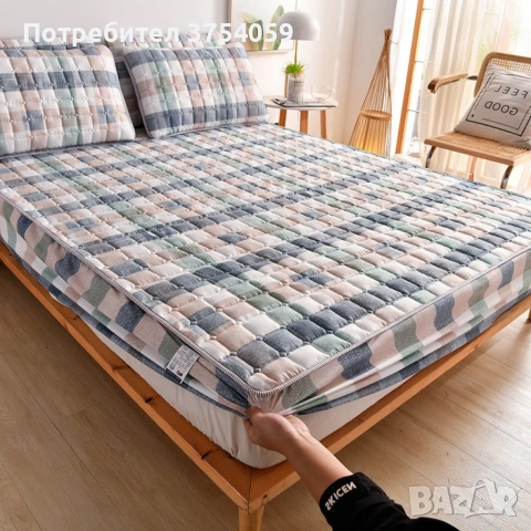 Капитониран чаршаф от нетъкана материя 1,80 x 2,00 м + 2 калъфки + Подарък Зимен юрган с овча вълна , снимка 3 - Спално бельо - 55184404
