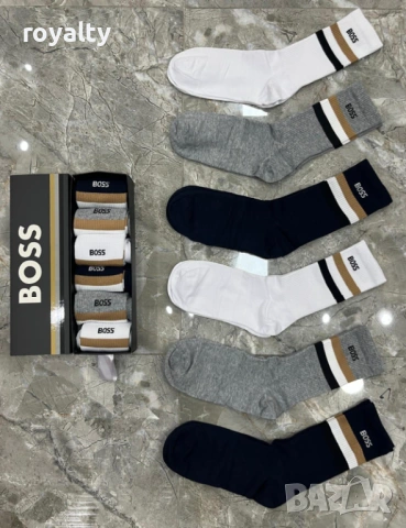 Hugo Boss Нови Мъжки Чорапи 6 бр. Кутия Хюго Бос 