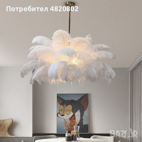 Feathra – висяща лампа с пера, снимка 4 - Лампи за таван - 54605768