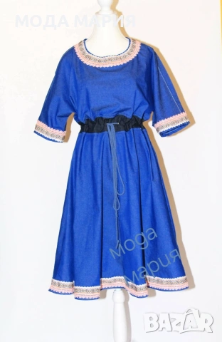 Дънкова рокля със шевици