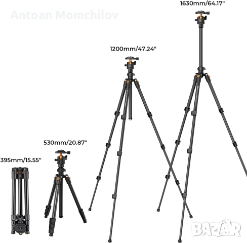 Статив K&F CONCEPT O234A1+BH-36 163см BH-36, снимка 2 - Чанти, стативи, аксесоари - 55283225