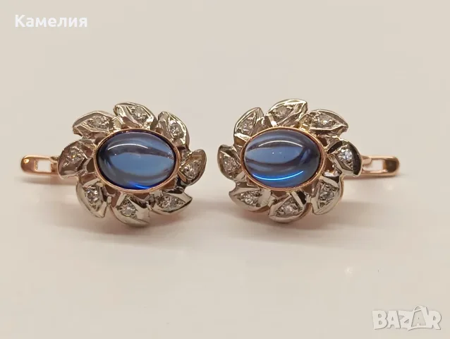 Руско злато. Обеци с брилианти. , снимка 4 - Обеци - 55493754