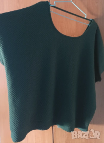 Макси зелена блуза с къс ръкав , снимка 2 - Тениски - 54095409