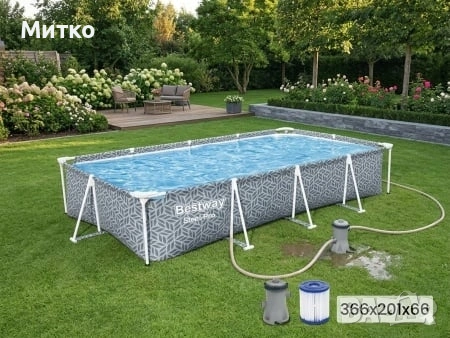 Басейн сглобяем с  филтър 366/201/66см Bestway гаранция 2г.нов