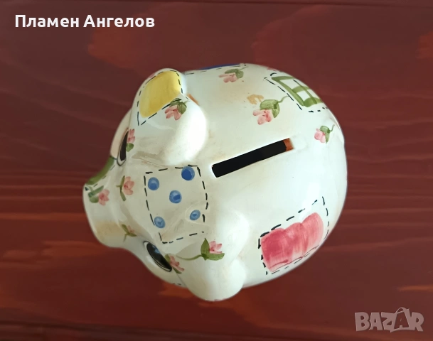 Винтидж керамична касичка"Прасенце" с флорални мотиви 70те-80те години. , снимка 8 - Декорация за дома - 54435618