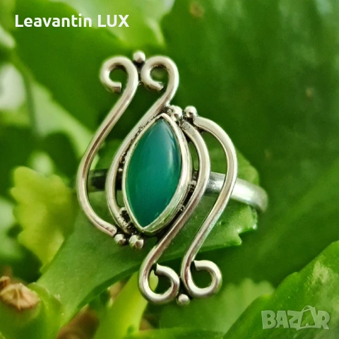 Пръстен със Зелен Оникс , снимка 4 - Пръстени - 54136813