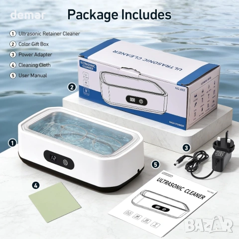 Ултразвуков почистващ апарат, 49 000 Hz и UV, 650 мл, 5 режима, снимка 2 - Други - 54216931