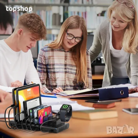 Чисто нова зарядна станция органайзер Alxum 120W 10 Ports USB C PD 60W 18W QC 3.0 за лаптопи таблети, снимка 7 - Друга електроника - 55416105