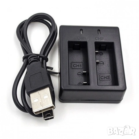 Двойно зарядно за екшън камери CH-02, За 2 батерии