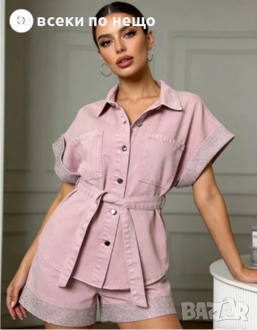 Дамски Дънков Летен Комплект👚🩳Дамски Къс Екип - Различни Цветове Код A1452, снимка 2 - Спортни екипи - 54877244