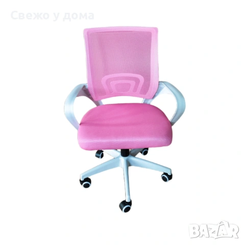 Ергономичен розов офис стол с дишаща мрежа и регулируема височина – комфорт през целия ден, снимка 3 - Столове - 54213315