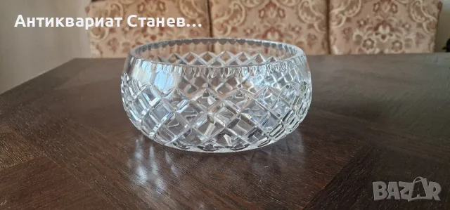 Масивна голяма кристална купа - 1,2 кг кристал, снимка 6 - Декорация за дома - 55304641