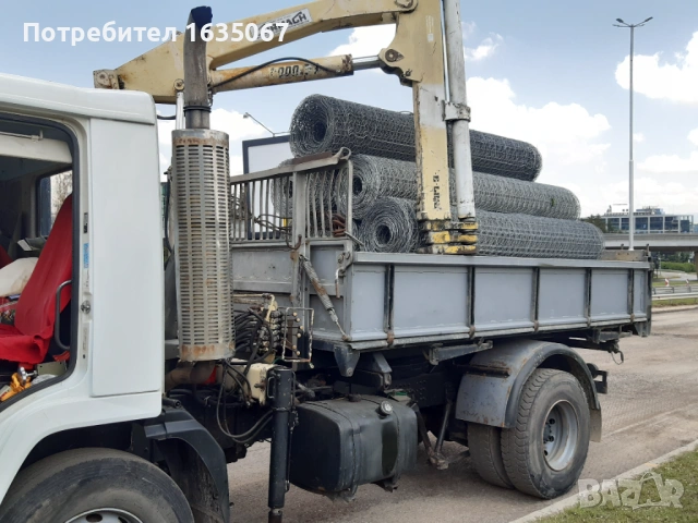 ПРОДАВА СЕ volvo fl7 три странен самосвал с кран  1990 г, снимка 2 - Камиони - 54718807