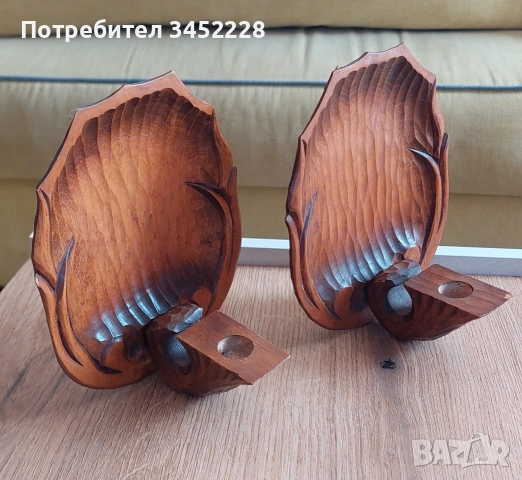 Свещници стенни дърворезба Норвегия ръчно изработени за ценители 