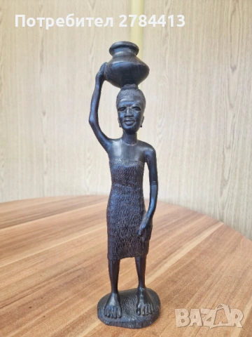 Африканска статуетка / дърворезба 33 см., снимка 5 - Статуетки - 54366596