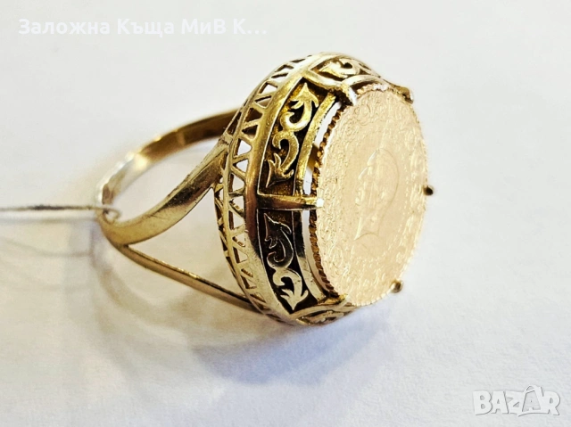 Златен пръстен с монета 7.18гр 1:07055-25, снимка 2 - Пръстени - 54001170