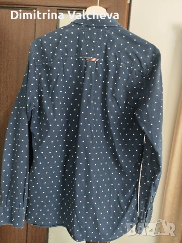 Тъмно синя мъжка риза HILFIGER , снимка 2 - Ризи - 54692832