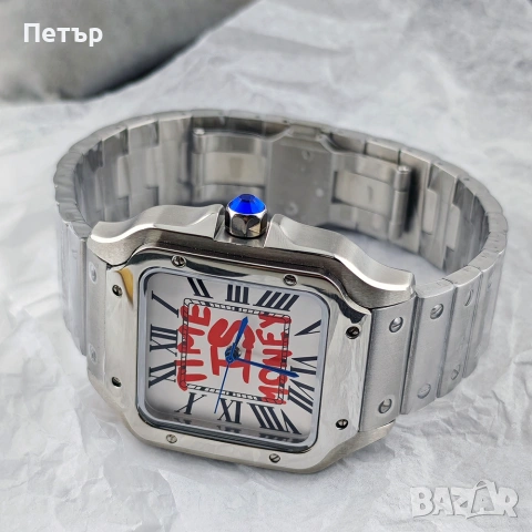 НОВ Мъжки автоматичен Seiko Mod Santos часовник Time is money , снимка 2 - Мъжки - 53975415